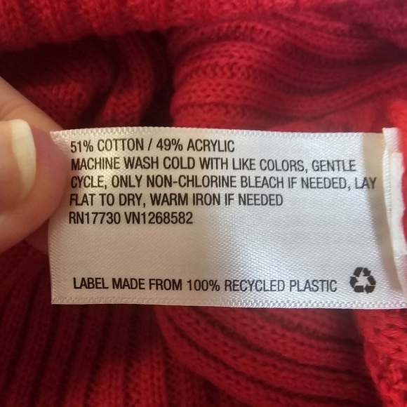 Wild Fable Red Sweater Womens V-neck Long Sleeve Cropped Ribbed Small Holiday - Picture 8 of 8